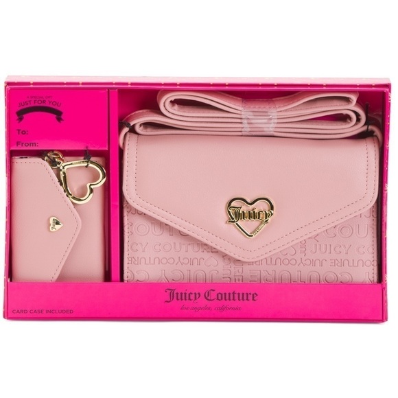 Juicy Couture Handbags - JUICY COUTURE Flap Wallet Crossbody And Card Case Gift Set Taffy Pink Y2K